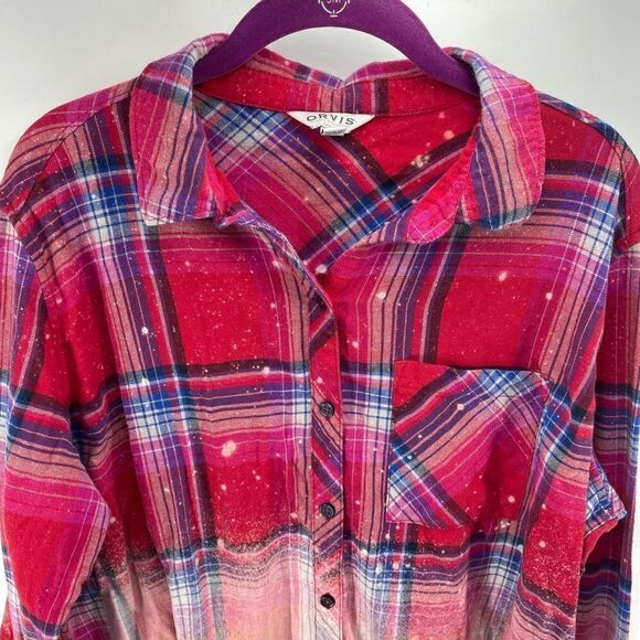 Orvis Womens Button Down Shirt Stretch Long Sleeve Plaid Pocket Red Size XL - Picture 10 of 12